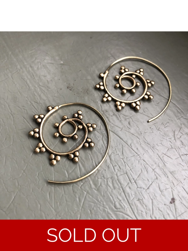 Indian Brass Spiral Earrings